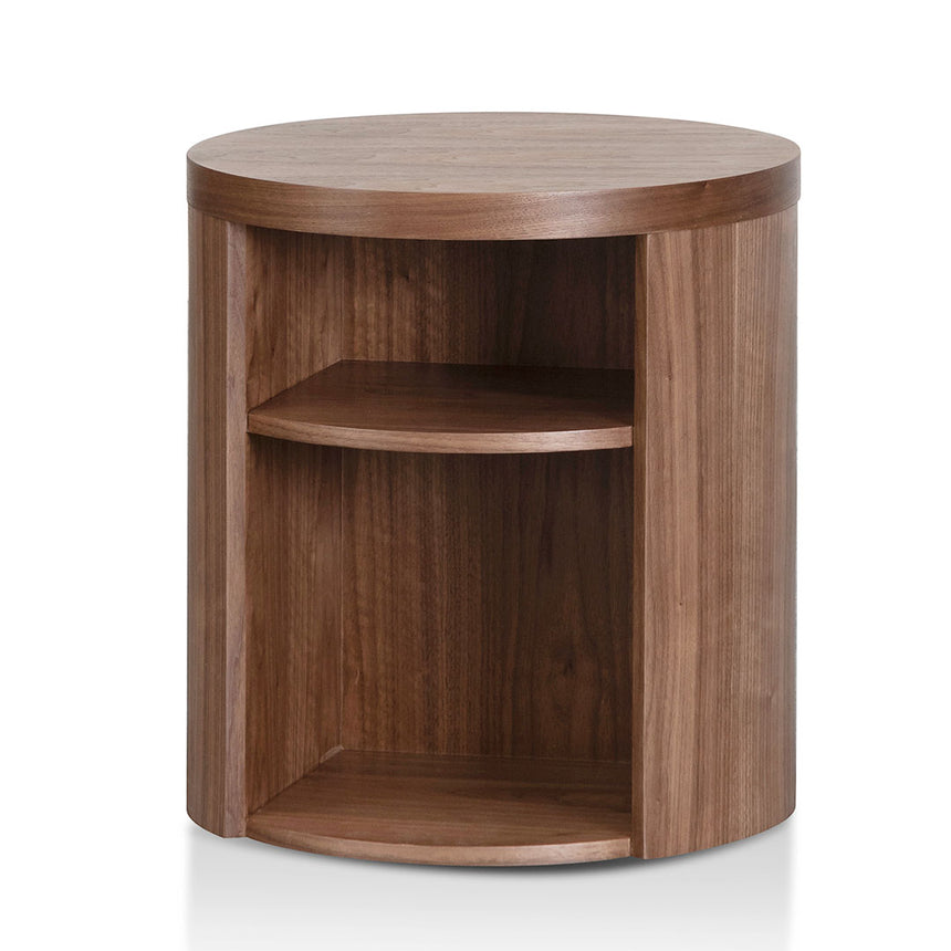 Round Wooden Bedside Table | Walnut | Myka Home