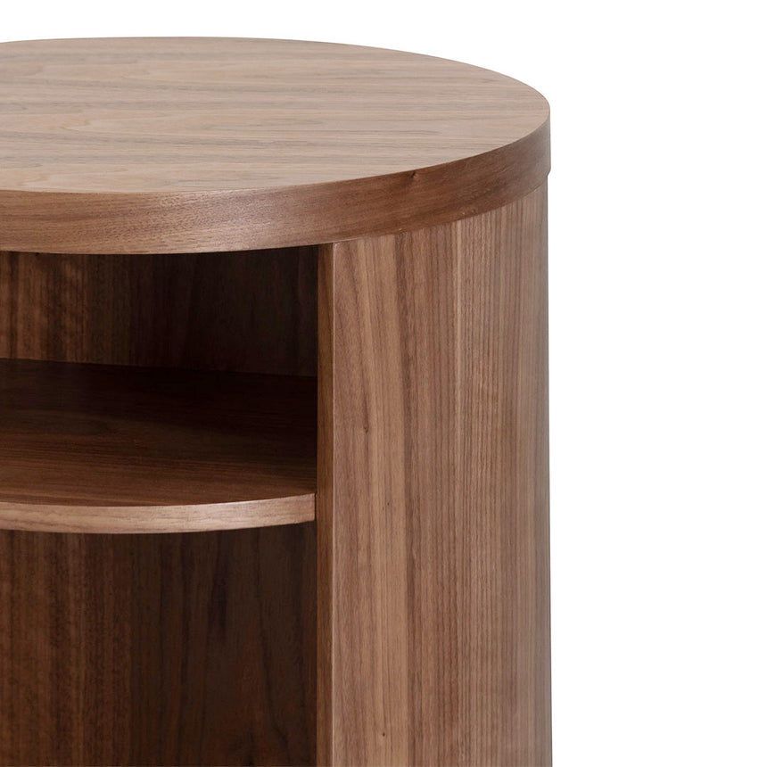 Round Wooden Bedside Table | Walnut | Myka Home - View 7