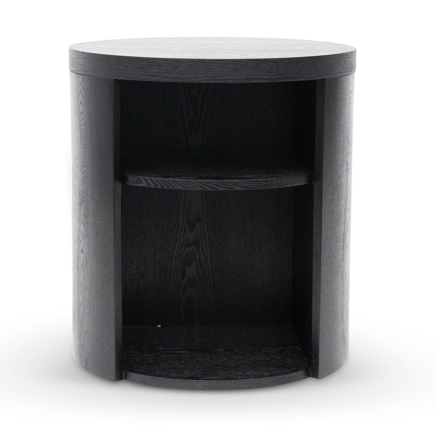 Round Wooden Bedside Table | Black Mountain | Myka Home - View 2
