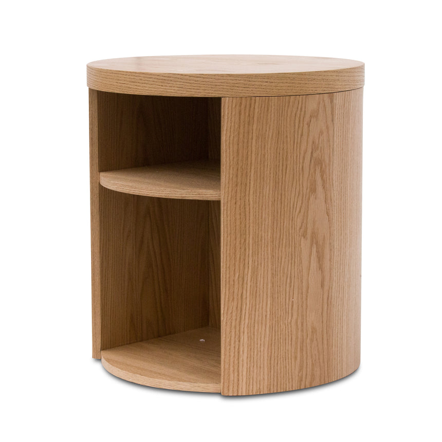 Round Wooden Bedside Table | Natural | Myka Home - View 3