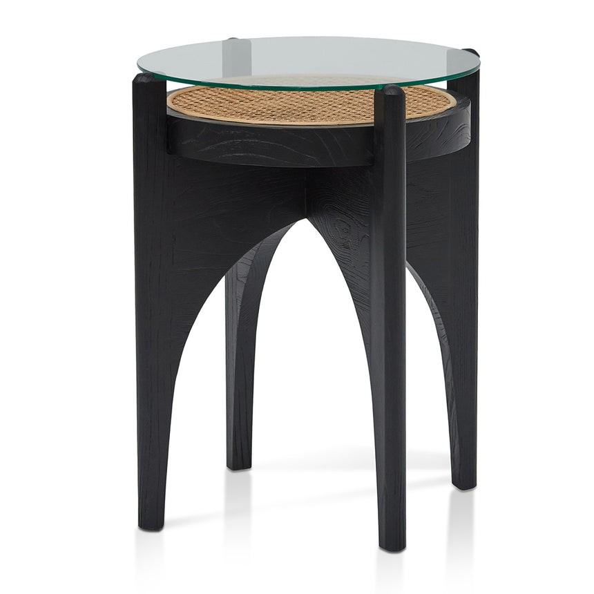 50cm Round Glass Side Table | Black | Myka Home