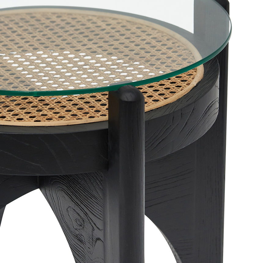 50cm Round Glass Side Table | Black | Myka Home - View 4