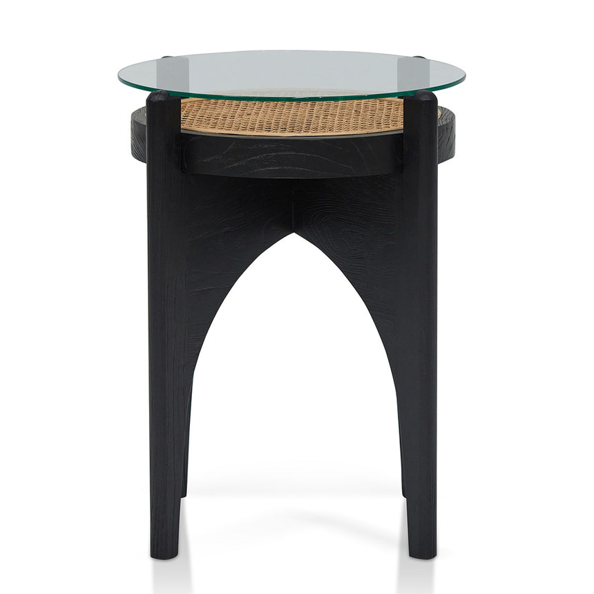 50cm Round Glass Side Table | Black | Myka Home - View 3