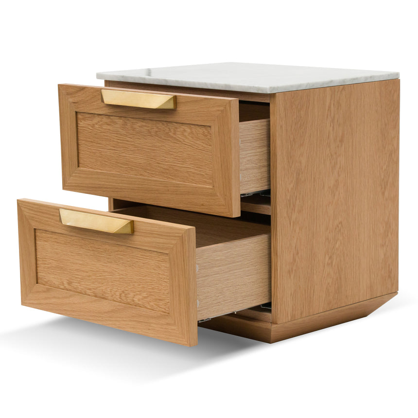 Bedside Table | Natural with Marble Top | Myka Home - View 3