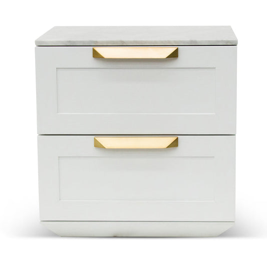 CST8236-CN Bedside Table - White with Marble Top