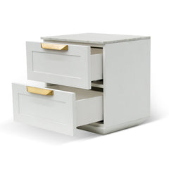 Ex Display - CST8236-CN Bedside Table - White with Marble Top