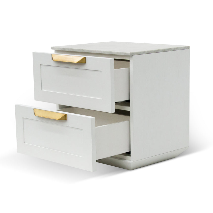 Bedside Table | White with Marble Top | Myka Home - View 3