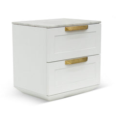 Ex Display - CST8236-CN Bedside Table - White with Marble Top