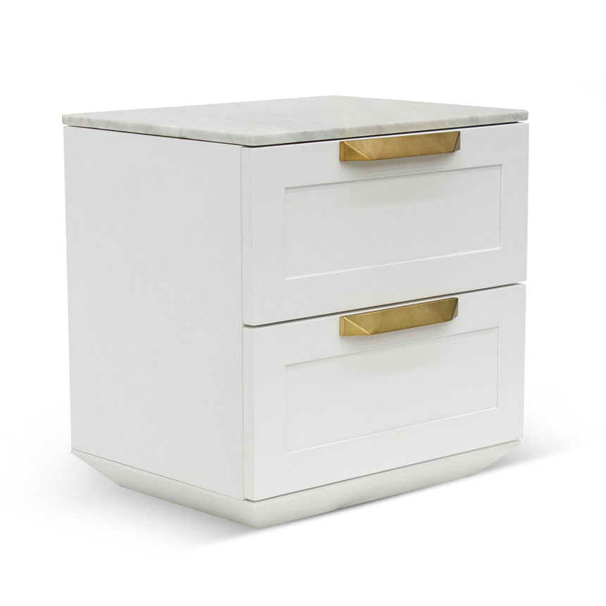 Bedside Table | White with Marble Top | Myka Home - View 5
