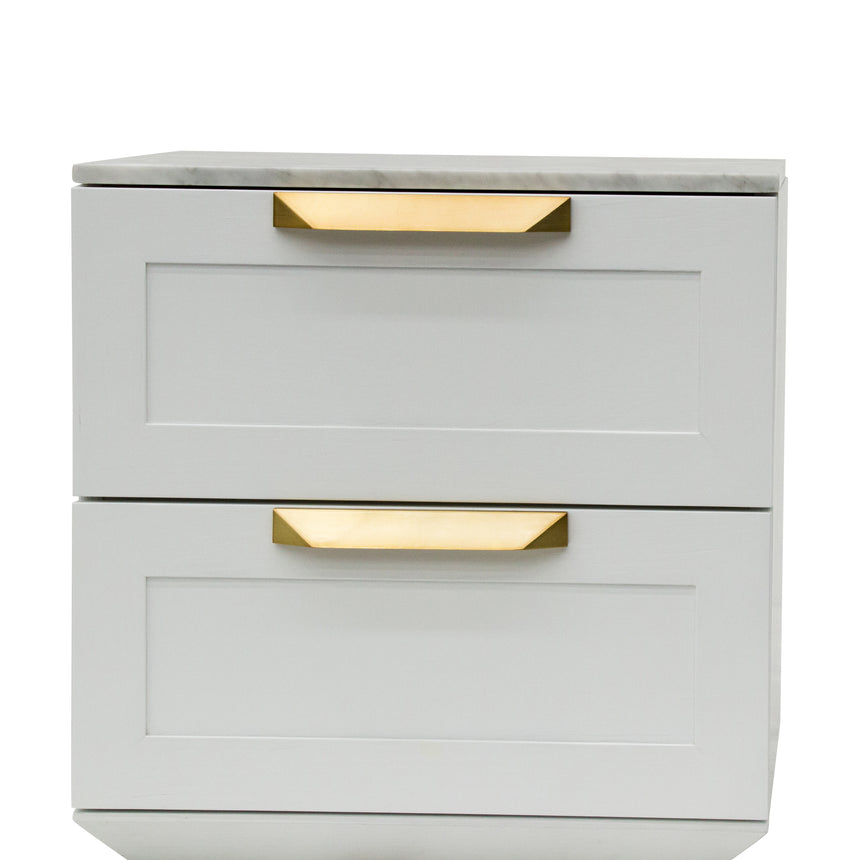 Bedside Table | White with Marble Top | Myka Home - View 6