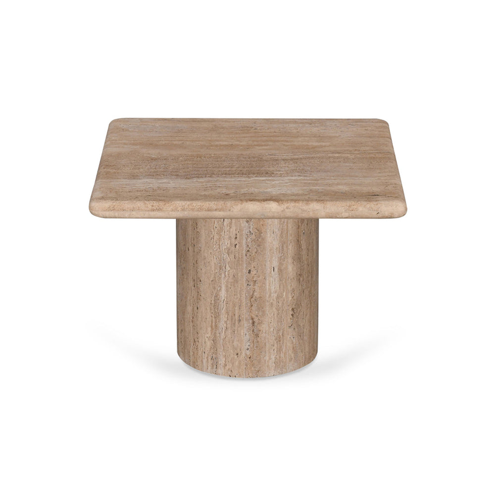50cm Travertine Top Side Table | Natural | Myka Home - View 2