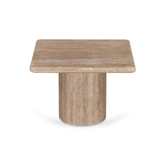 50cm Travertine Top Side Table | Natural | Myka Home