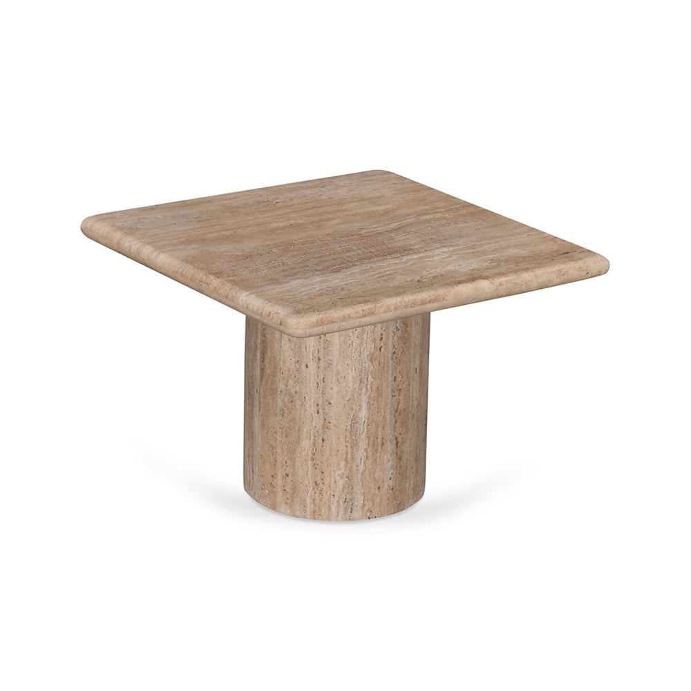 50cm Travertine Top Side Table | Natural | Myka Home