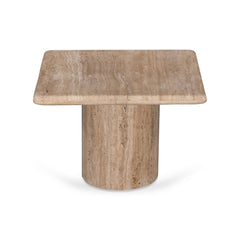 50cm Travertine Top Side Table | Natural | Myka Home