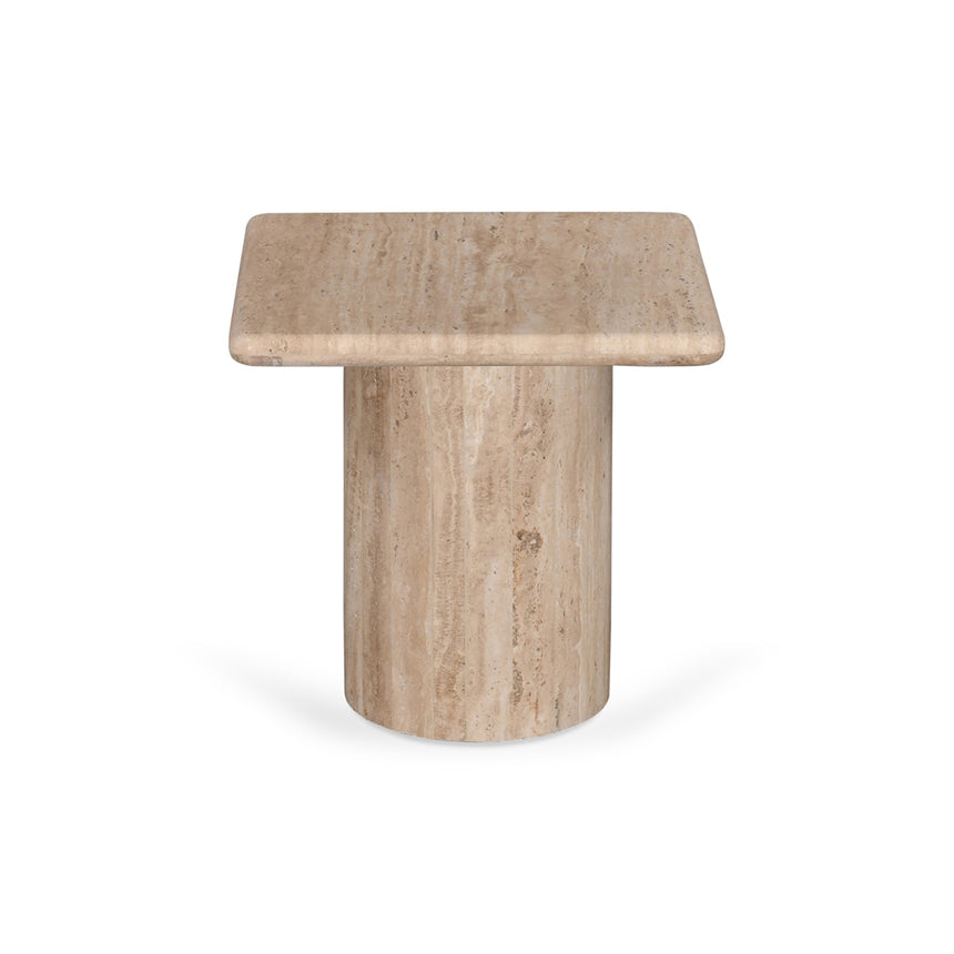 42cm Travertine Top Side Table | Natural | Myka Home - View 5