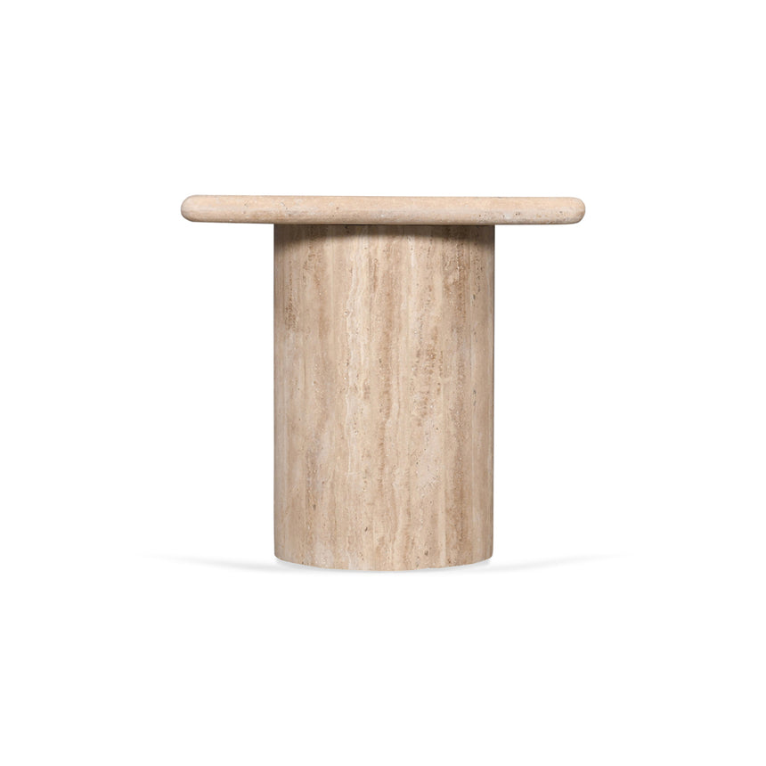 42cm Travertine Top Side Table | Natural | Myka Home - View 4