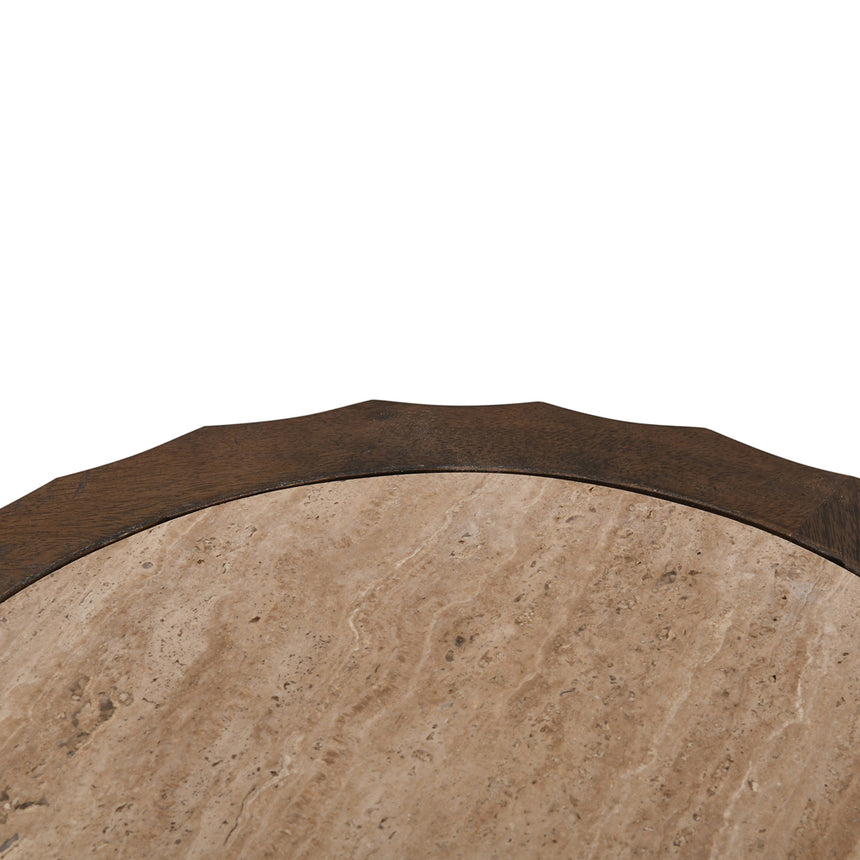45cm Travertine Top Round Side Table | Walnut | Myka Home - View 4