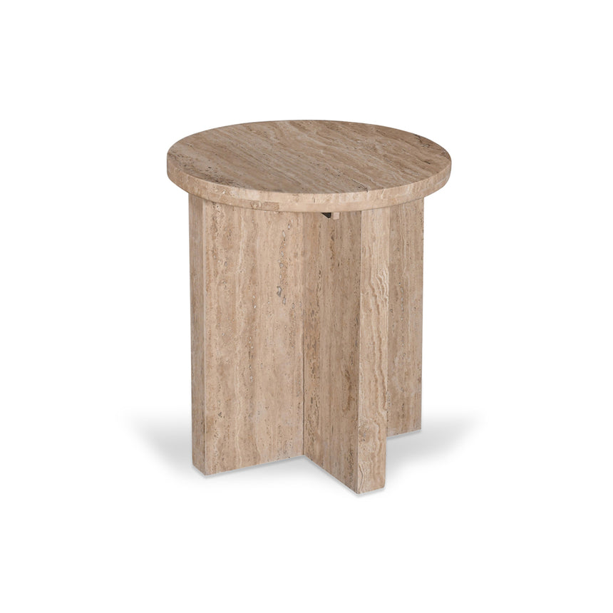 45cm Travertine Top Round Side Table | Myka Home - View 5
