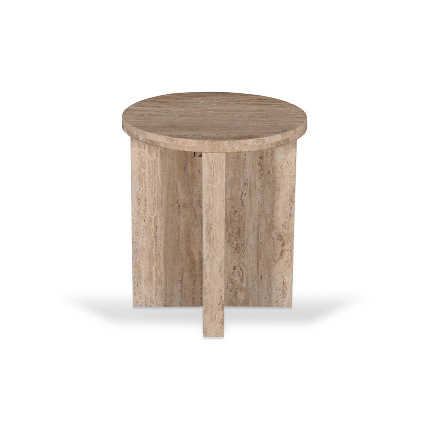 45cm Travertine Top Round Side Table | Myka Home - View 2