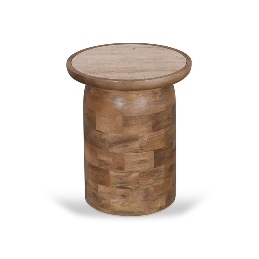 40cm Travertine Top Side Table | Natural | Myka Home