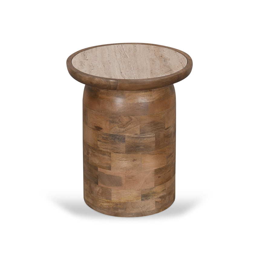 40cm Travertine Top Side Table | Natural | Myka Home - View 2
