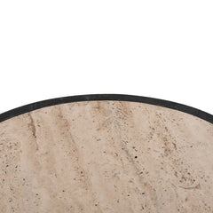 CST8734-RB 40cm Travertine Top Side Table - Black