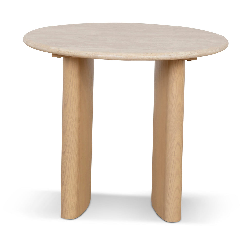 60cm Travertine Top Side Table | Crème Ash | Myka Home - View 3