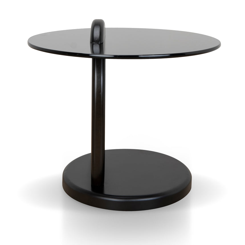 50cm Round Glass Side Table | Full Black | Myka Home - View 3