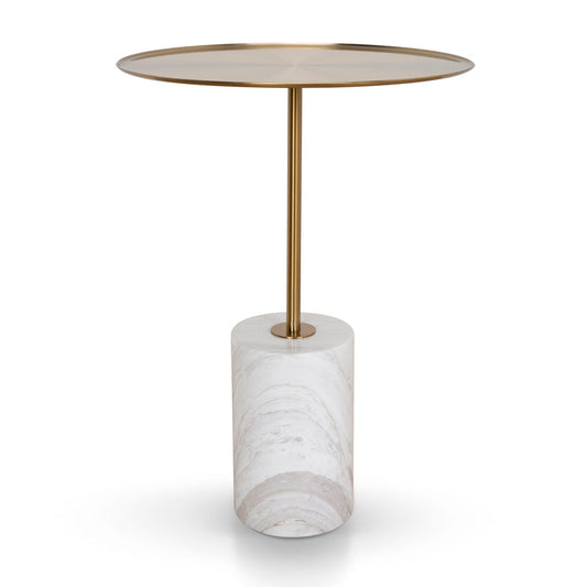 CST8794-NY 45cm Brushed Gold Side Table - Carrara Marble