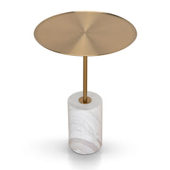 CST8794-NY 45cm Brushed Gold Side Table - Carrara Marble