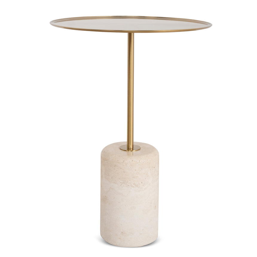 45cm Brushed Gold Side Table | Travertine | Myka Home - View 2