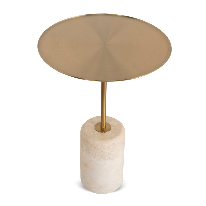 45cm Brushed Gold Side Table | Travertine | Myka Home - View 3