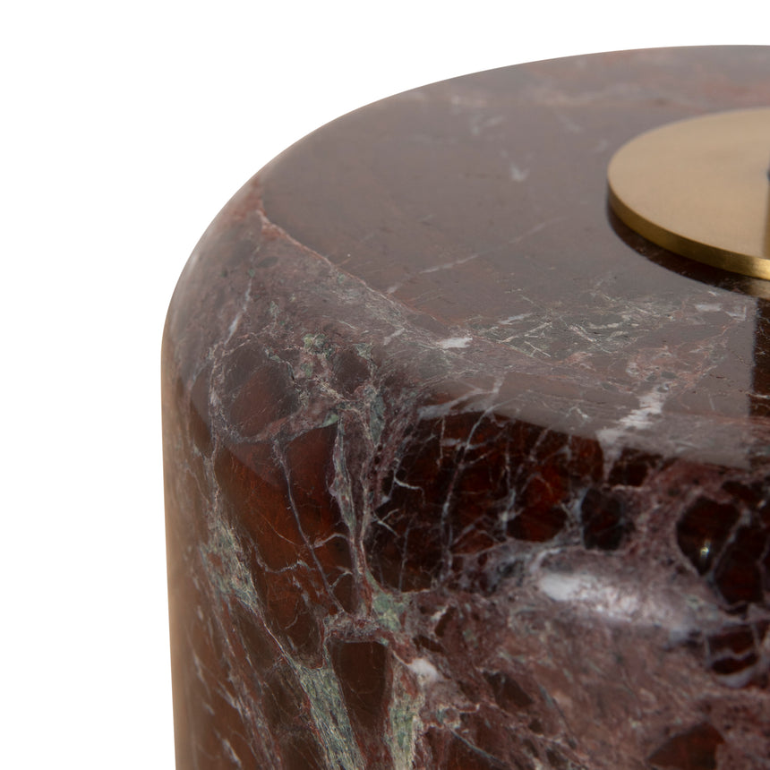 45cm Brushed Gold Side Table | Rosso Levanto Marble | Myka Home - View 6