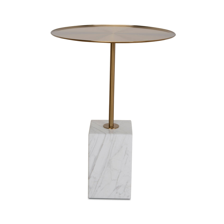 45cm Brushed Gold Side Table | Carrara Marble | Myka Home - View 2