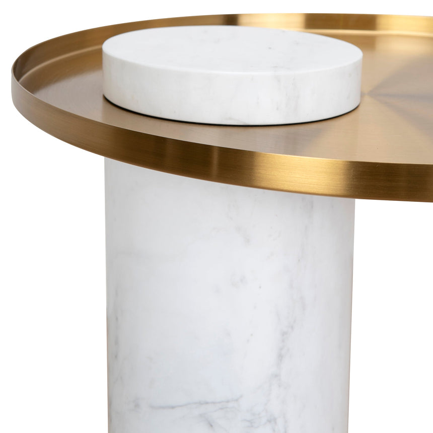 40cm Round Brushed Gold Side Table | Marble | Myka Home - View 4