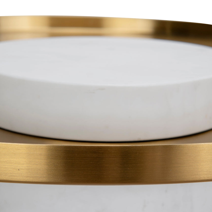 40cm Round Brushed Gold Side Table | Marble | Myka Home - View 8
