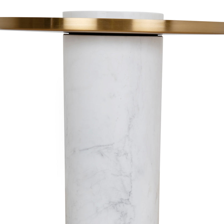 40cm Round Brushed Gold Side Table | Marble | Myka Home - View 9