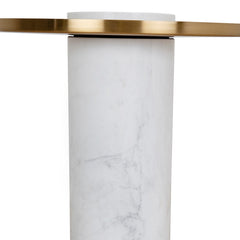 CST8801-NY 40cm Round Brushed Gold Side Table - Marble