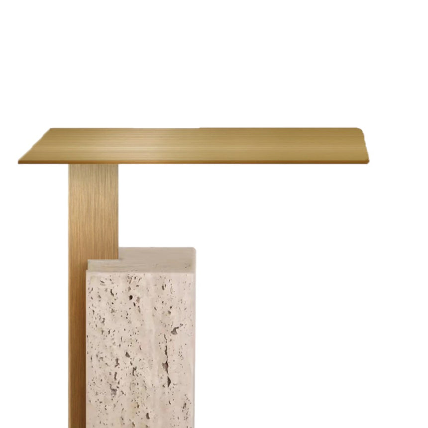 40 cm Brushed Gold Side Table | Natural | Myka Home - View 2