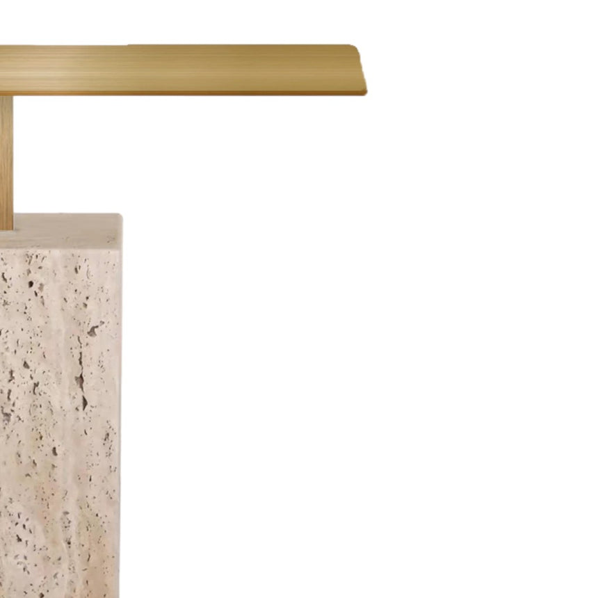 40 cm Brushed Gold Side Table | Natural | Myka Home - View 3