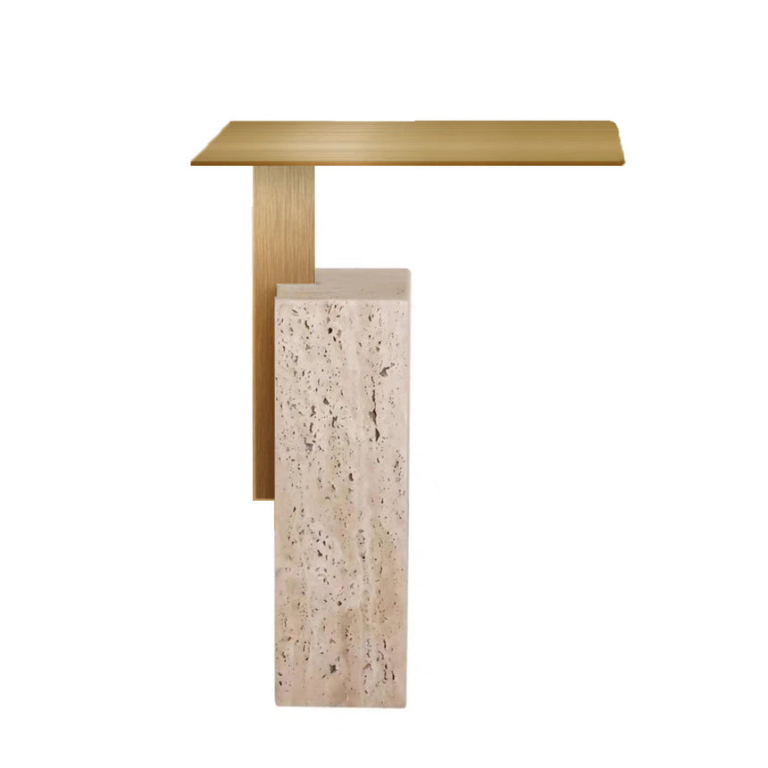 40 cm Brushed Gold Side Table | Natural | Myka Home