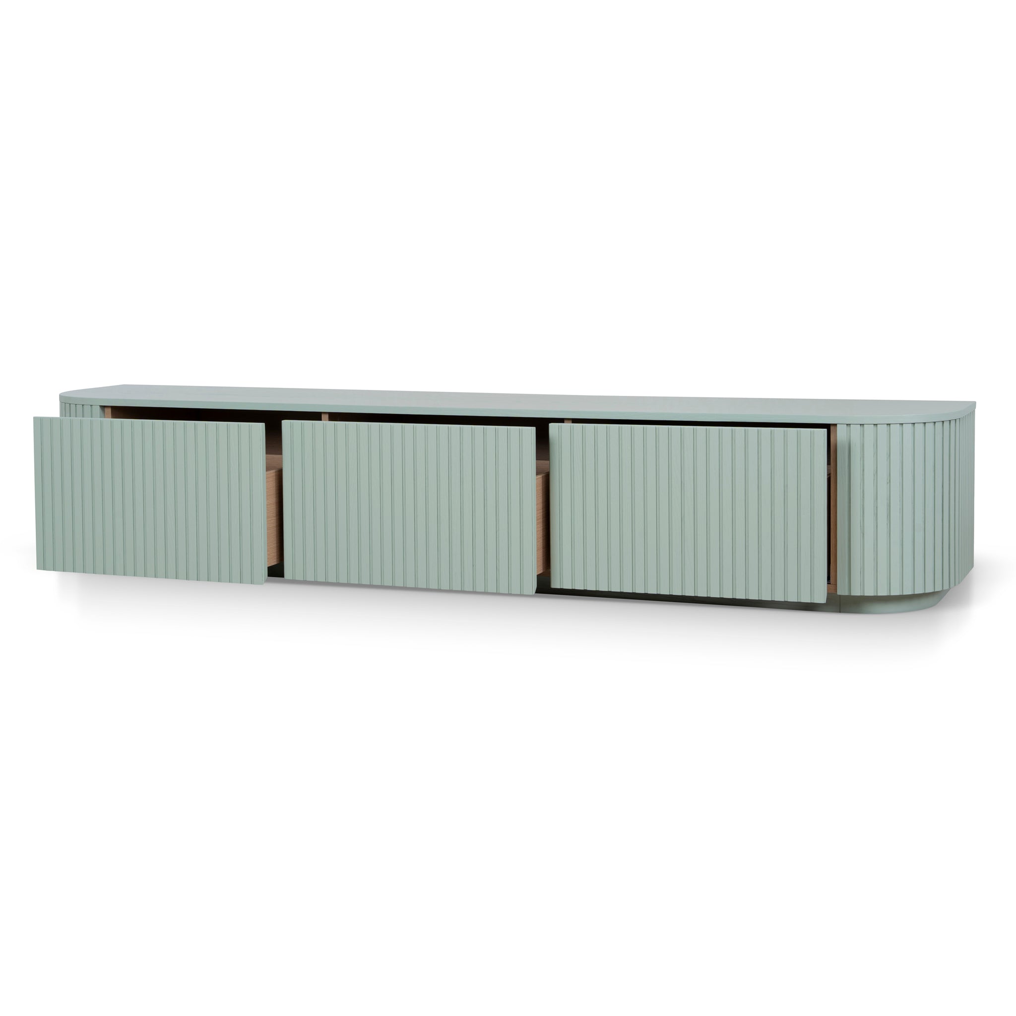 240cm Entertainment TV Unit | Sage Green | Myka Home - View 3