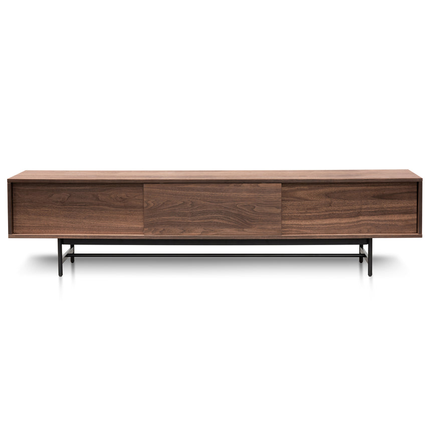2.1m Walnut Wooden TV Entertainment Unit | Black legs | Myka Home