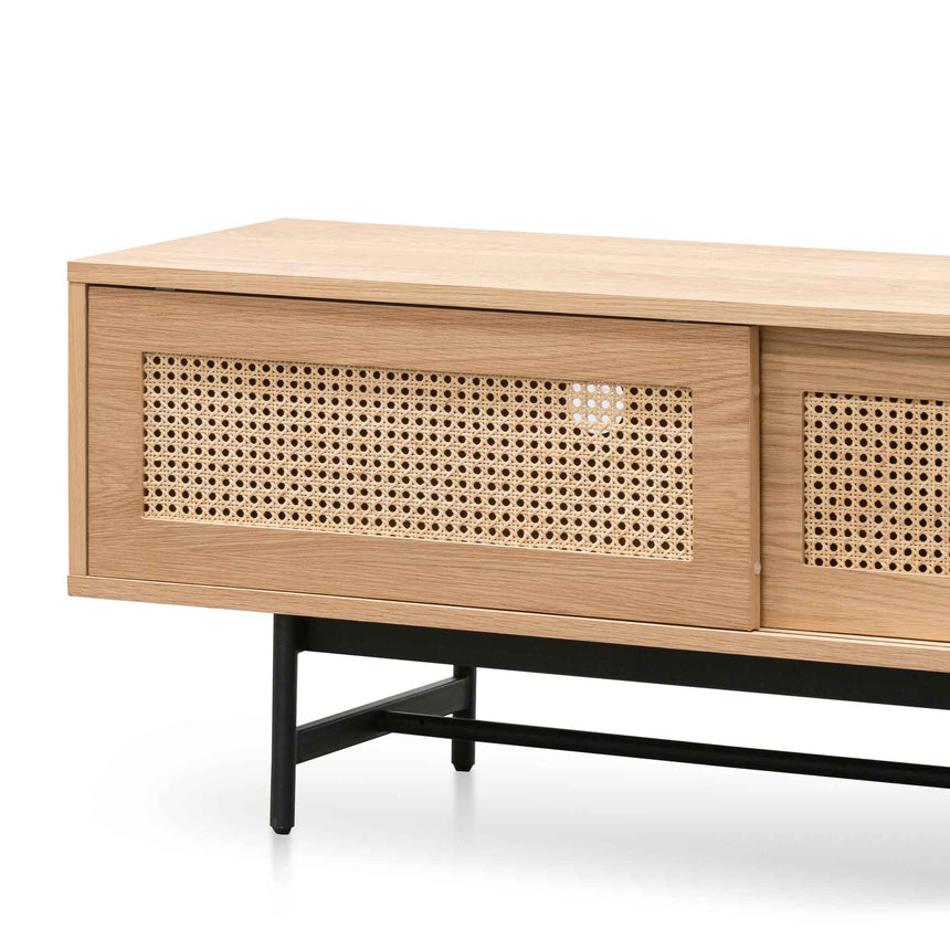 2m Natural Oak TV Entertainment Unit | Rattan Doors | Myka Home - View 7