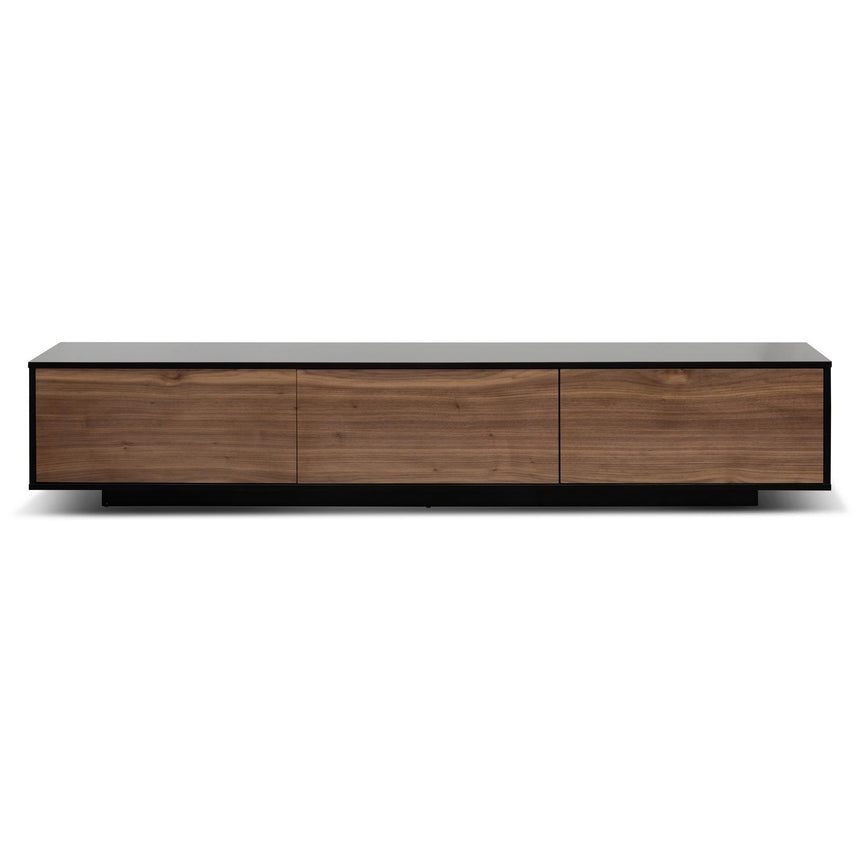 2.3m Wooden Entertainment Unit | Black with Walnut Drawers | Myka Home - View 2