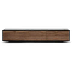 2.3m Wooden Entertainment Unit | Black with Walnut Drawers | Myka Home