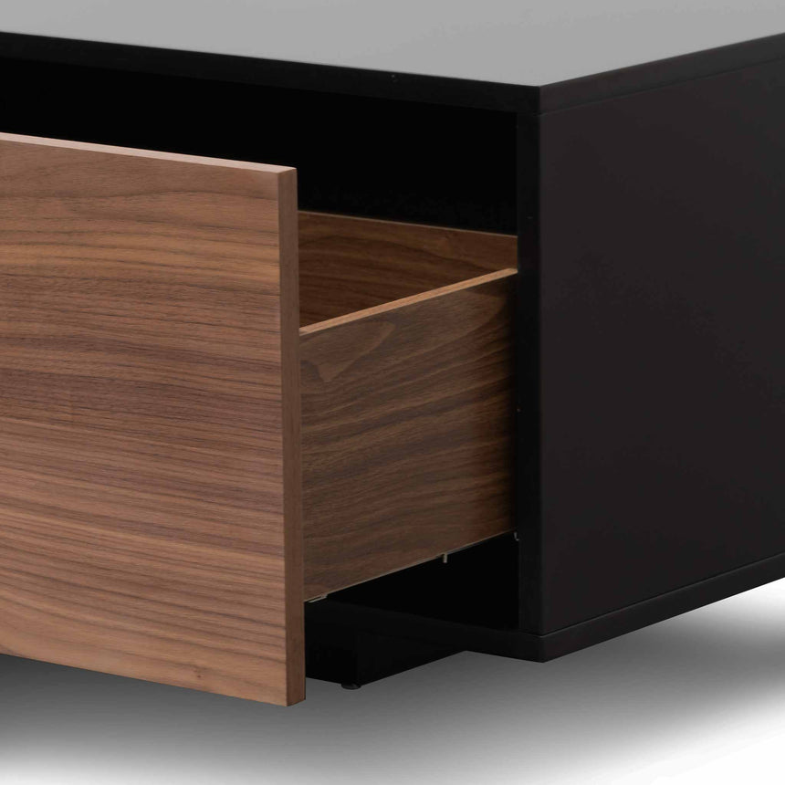 2.3m Wooden Entertainment Unit | Black with Walnut Drawers | Myka Home - View 7