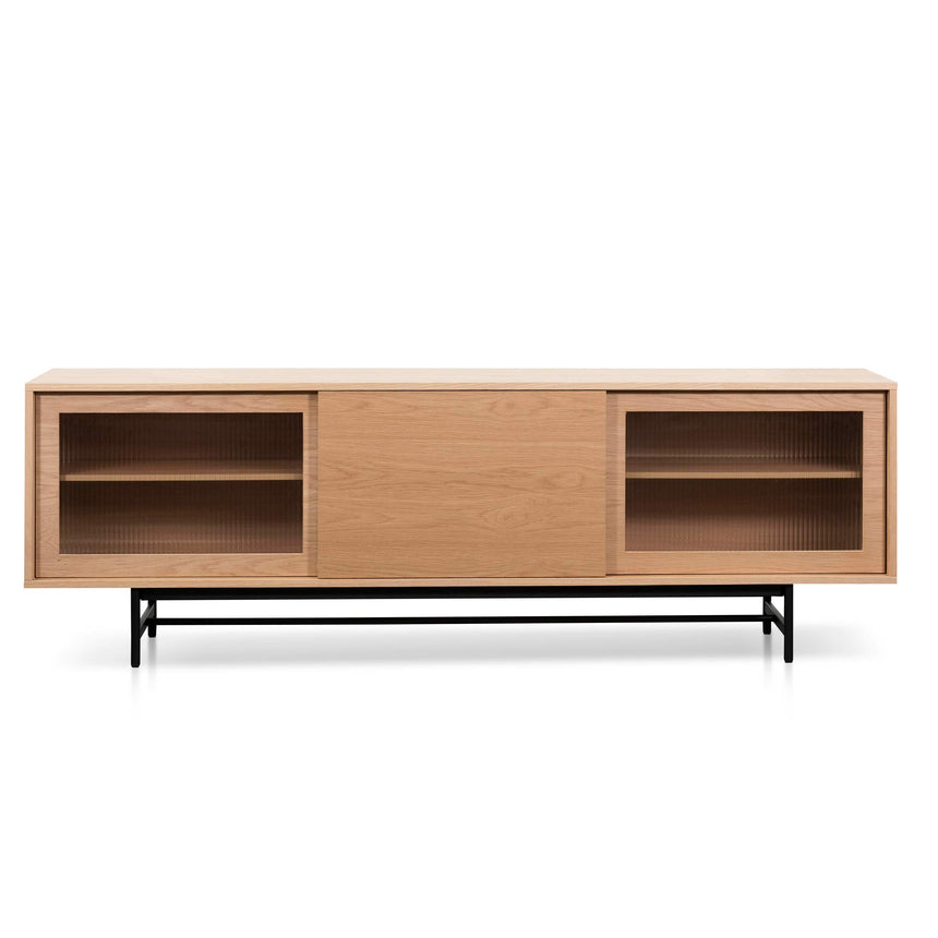 2.1m Wooden Entertainment TV Unit | Natural with Flute Gla | Myka Home - View 2
