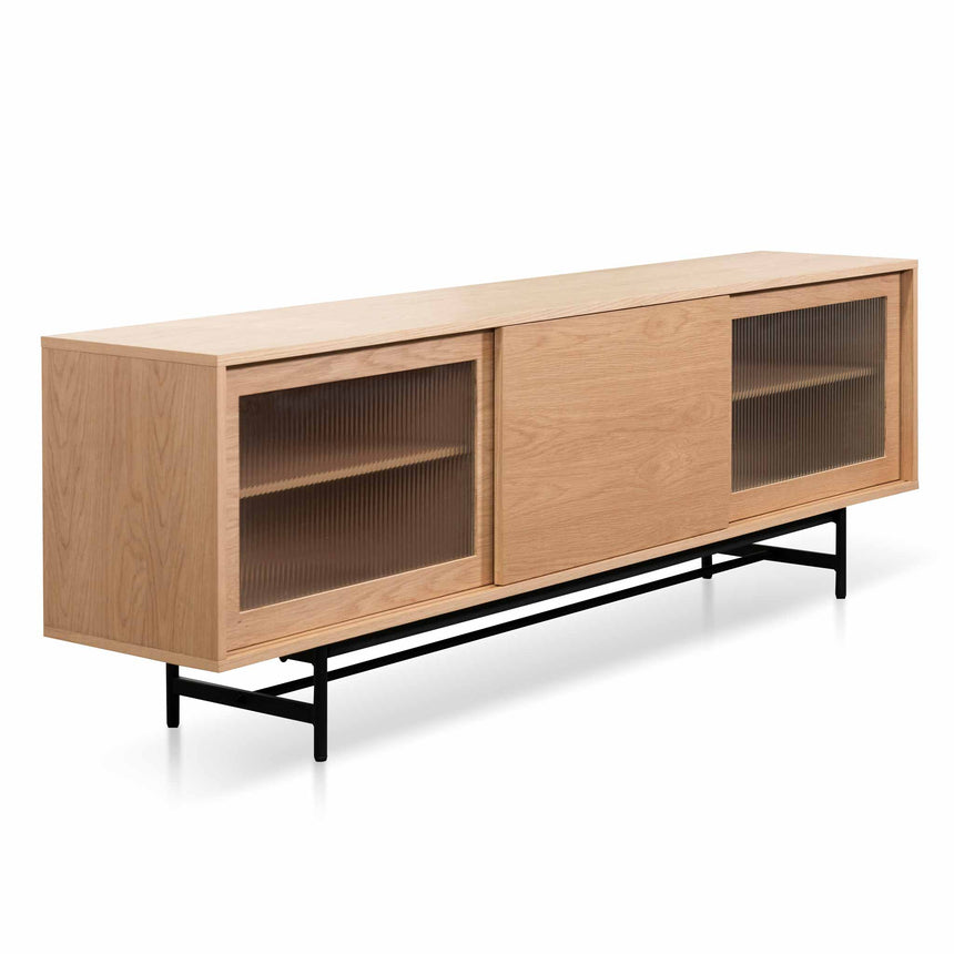2.1m Wooden Entertainment TV Unit | Natural with Flute Gla | Myka Home - View 6
