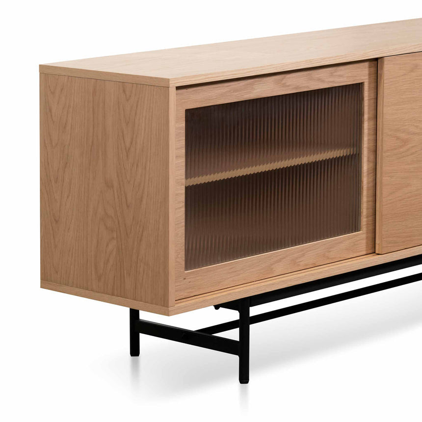 2.1m Wooden Entertainment TV Unit | Natural with Flute Gla | Myka Home - View 7